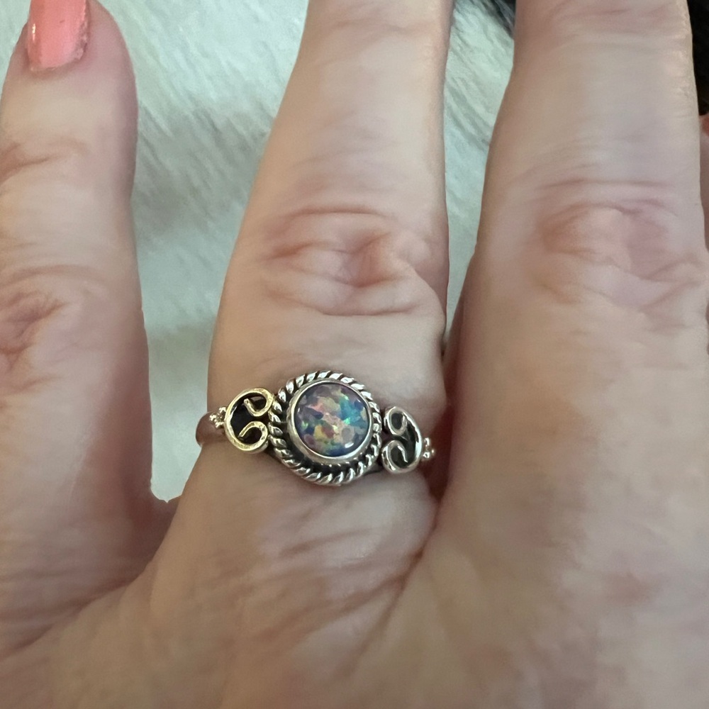 ❤️ Gorgeous Opal Navajo Style Western Artisan Sterling Silver Ring Size 6.75 - Picture 13 of 13